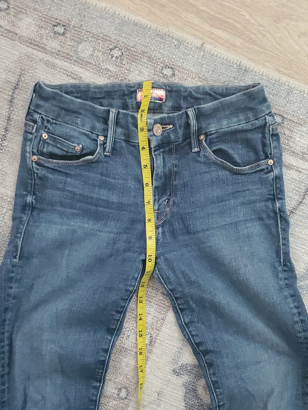 Mother Looker Ankle Fray Girl Crush Blue Stretch Soft Jeans Denim Pants Sz26